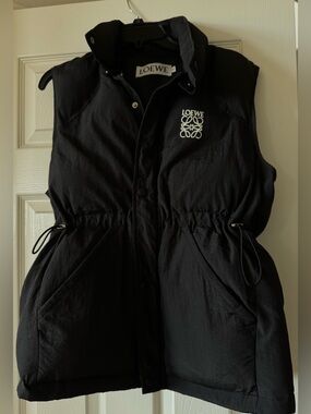 Loewe Black Quilted Sleeveless Puffer Vest with Logo
